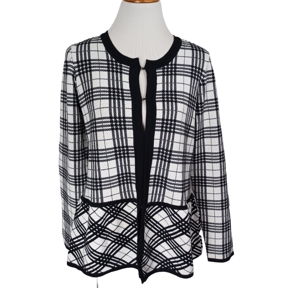 BELLDINI BLACK LABEL PEPLUM CARDIGAN SIZE L
